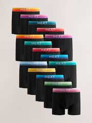 Black Bright Ombre Text Waistbands 15 Pack A-Front Boxers - Image 1 of 18