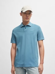 BOSS Sky Blue Pique 100% Cotton Polo Shirt - Image 1 of 5