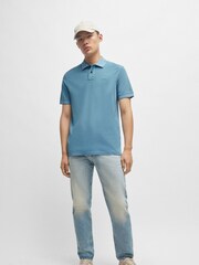 BOSS Sky Blue Pique 100% Cotton Polo Shirt - Image 3 of 5