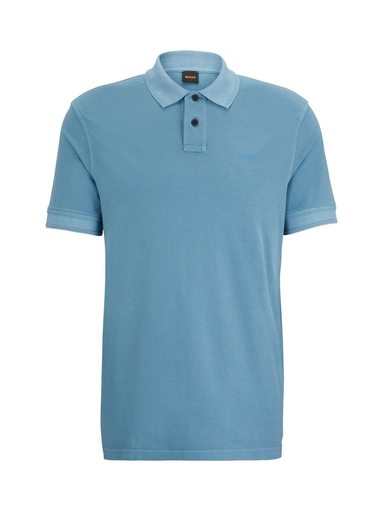 BOSS Sky Blue Pique 100% Cotton Polo Shirt - Image 5 of 5