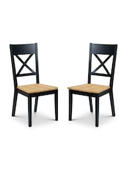 Julian Bowen Black Oak Hockley Dining Chairs Set Of 2 - Image 2 of 5