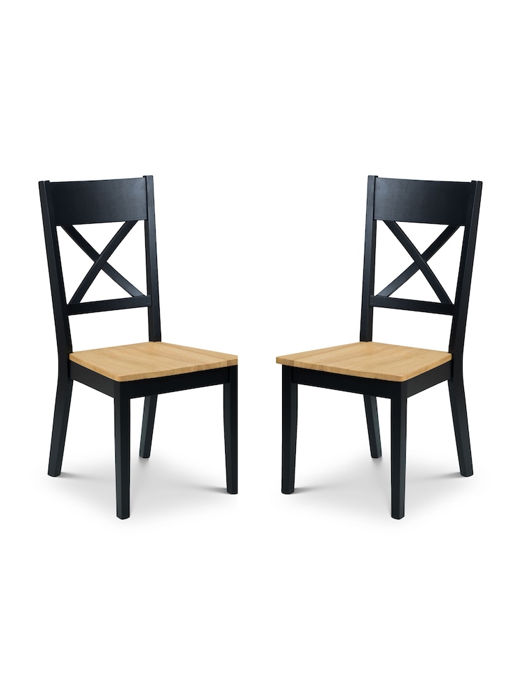 Julian Bowen Black Oak Hockley Dining Chairs Set Of 2 - Image 2 of 5