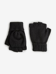 Noir - Gants sans doigts avec attache de moufle (3-16ans) - Image 1 de 3