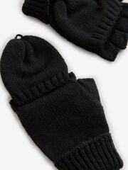 Noir - Gants sans doigts avec attache de moufle (3-16ans) - Image 2 de 3