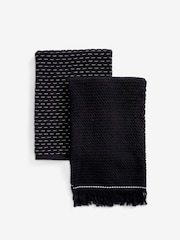 Set of 2 Black Terry Tea Towels - Image 4 of 4