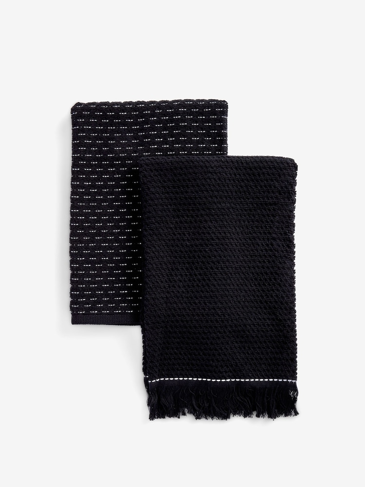 Set of 2 Black Terry Tea Towels - Image 4 of 4
