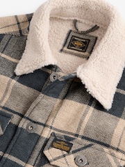 Grey/Neutral Borg Lined Check Shacket - Image 10 of 12