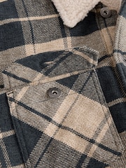 Grey/Neutral Borg Lined Check Shacket - Image 11 of 12