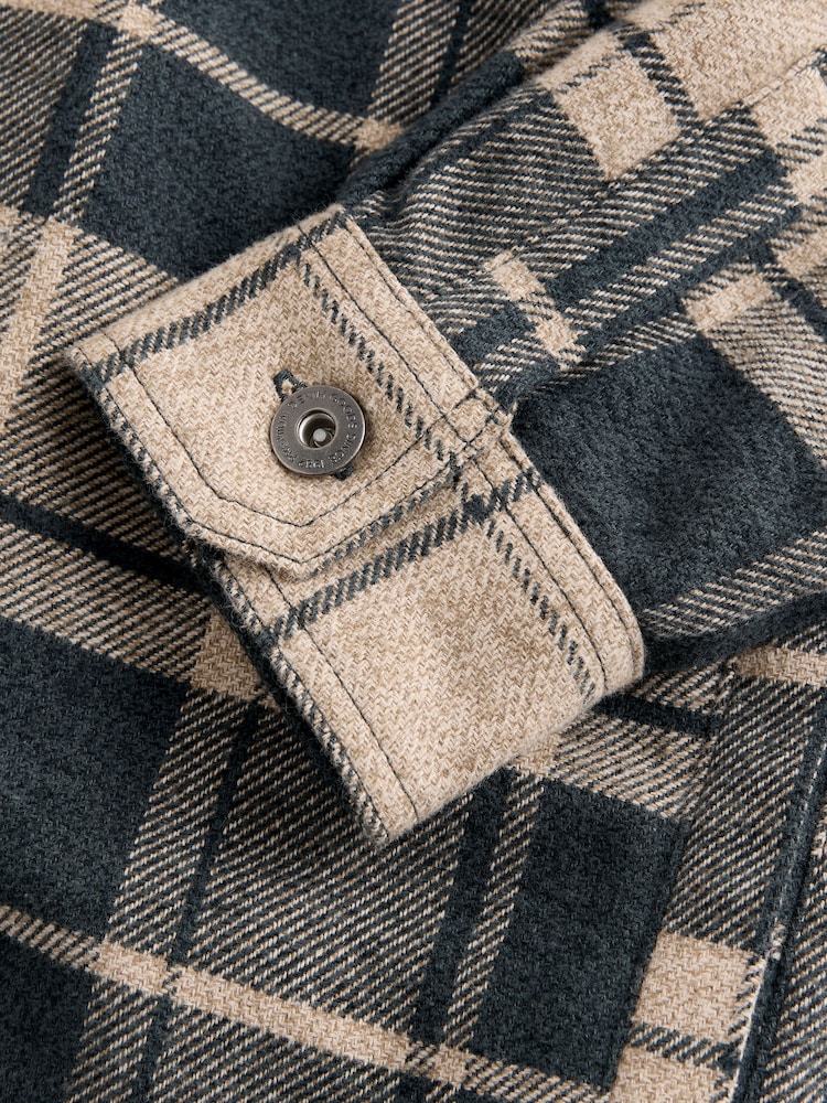 Grey/Neutral Borg Lined Check Shacket - Image 12 of 12
