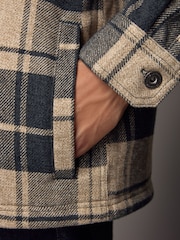 Grey/Neutral Borg Lined Check Shacket - Image 5 of 12