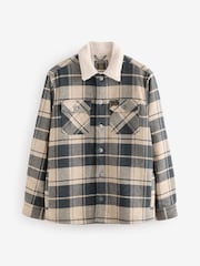 Grey/Neutral Borg Lined Check Shacket - Image 7 of 12