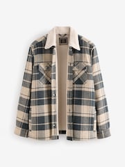 Grey/Neutral Borg Lined Check Shacket - Image 8 of 12