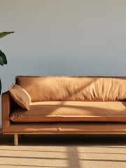 Halo Tan Brown Doyle Leather 3 Seater Sofa - Image 2 of 5
