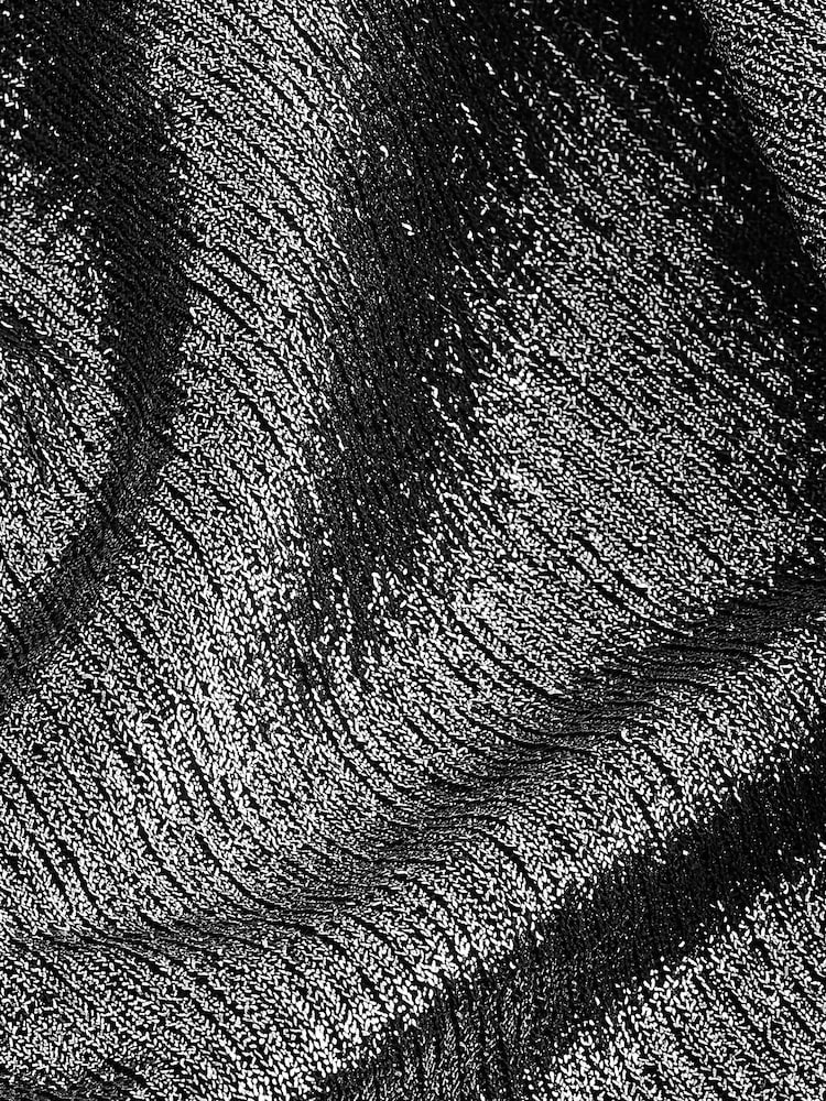 Silver Sleeveless Sparkle Drape Cowl Neck Top - Image 4 of 4 Silver Sleeveless Sparkle Drape Cowl Neck Top - Image 4 of 4