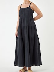Roman Black Strappy Tiered Maxi Dress - Image 1 of 4
