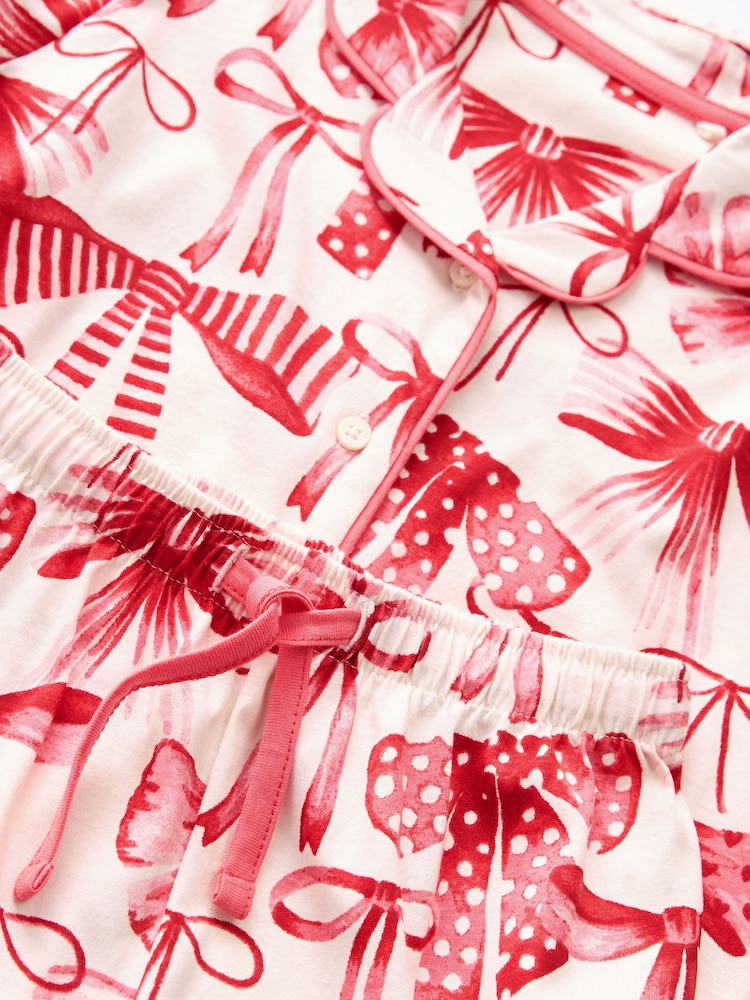 Red Bow Jersey Button Through Pyjamas (3-16yrs) - Image 3 of 3