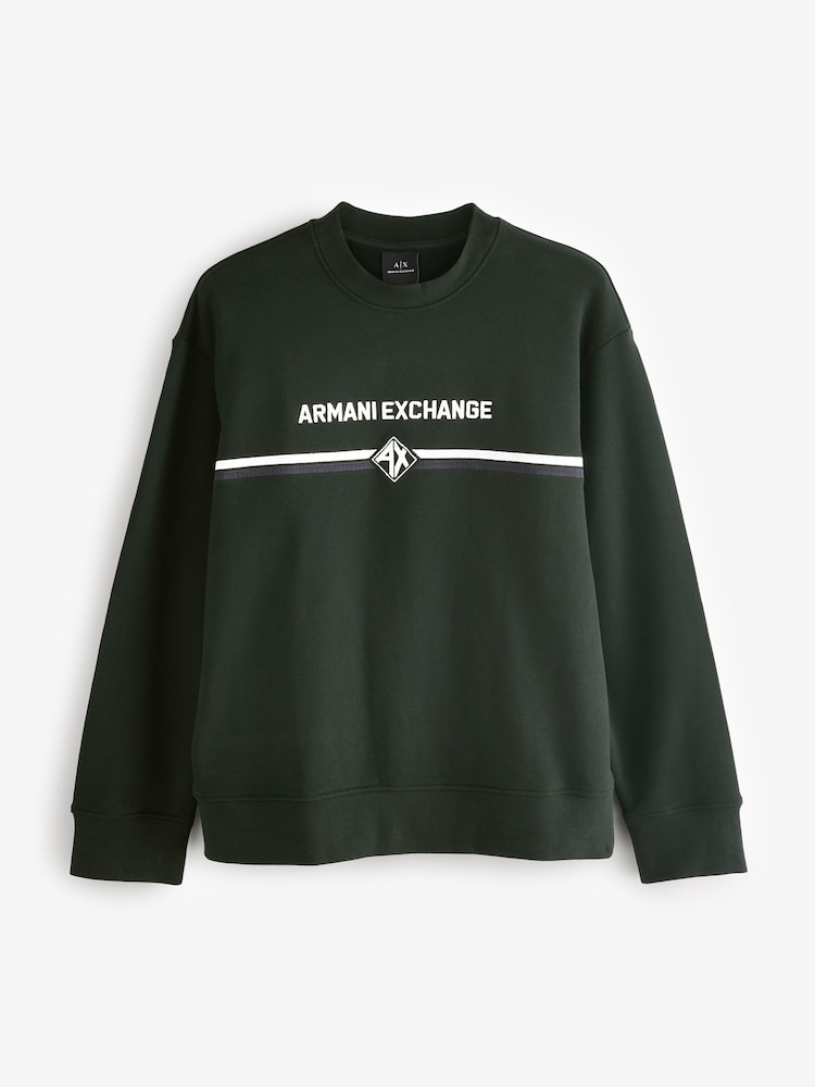 Armani Exchange Green Logo 100% Cotton Sweatshirt - Image 4 of 4 Armani Exchange Green Logo 100% Cotton Sweatshirt - Image 4 of 4