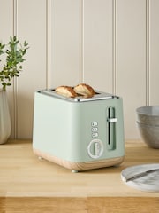 Sage Green Bronx Wood Effect 2 Slice Toaster - Image 1 of 5