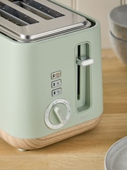 Sage Green Bronx Wood Effect 2 Slice Toaster - Image 2 of 5