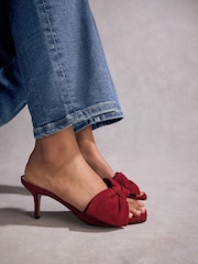 Red Tabitha Simmons Joelle Leather Bow Mules - Image 1 of 15