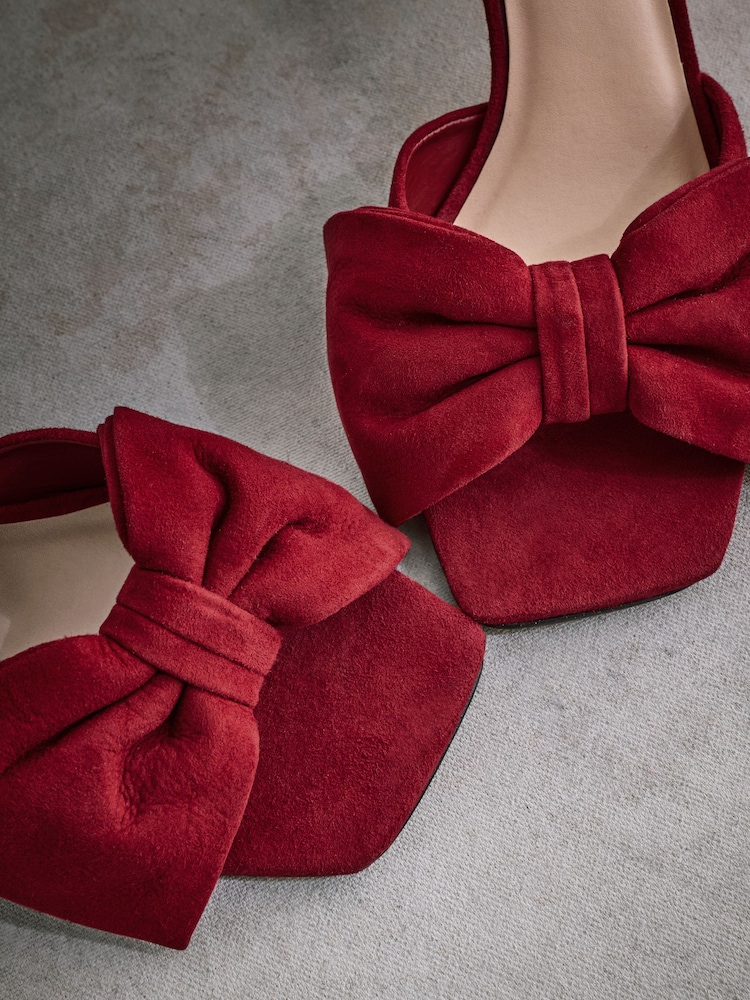 Red Tabitha Simmons Joelle Leather Bow Mules - Image 10 of 15