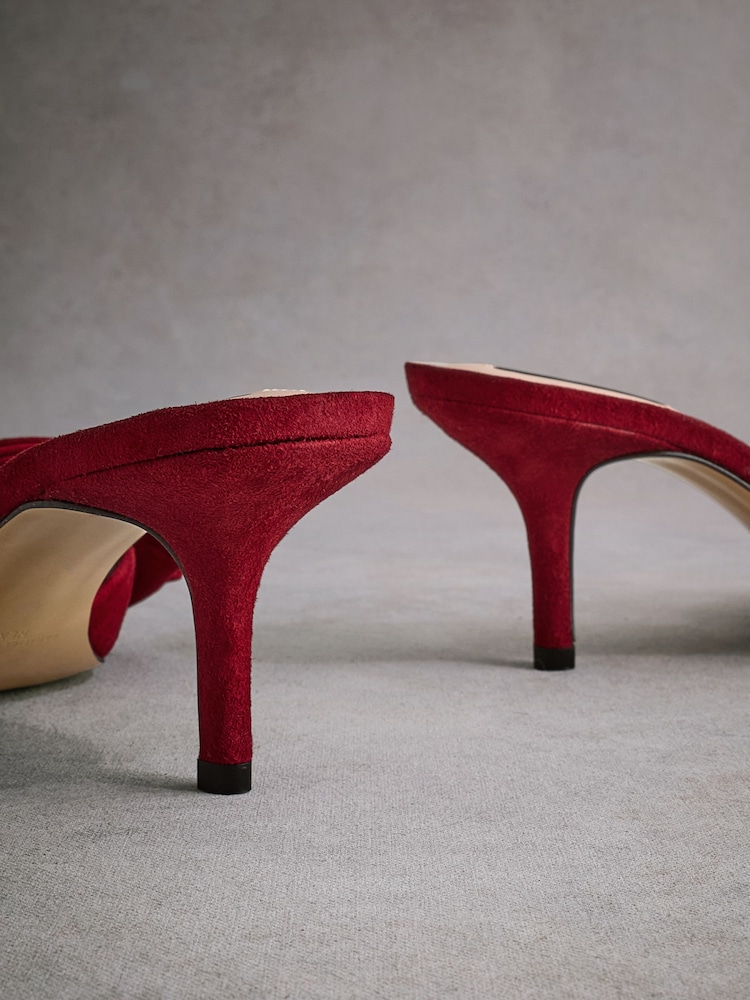 Red Tabitha Simmons Joelle Leather Bow Mules - Image 11 of 15