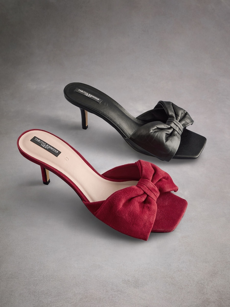 Red Tabitha Simmons Joelle Leather Bow Mules - Image 14 of 15