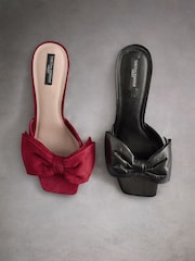 Red Tabitha Simmons Joelle Leather Bow Mules - Image 15 of 15
