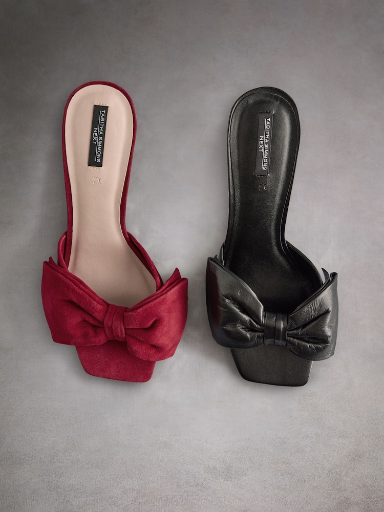 Red Tabitha Simmons Joelle Leather Bow Mules - Image 15 of 15