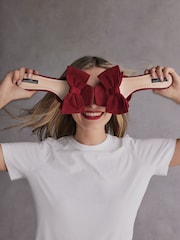 Red Tabitha Simmons Joelle Leather Bow Mules - Image 5 of 15