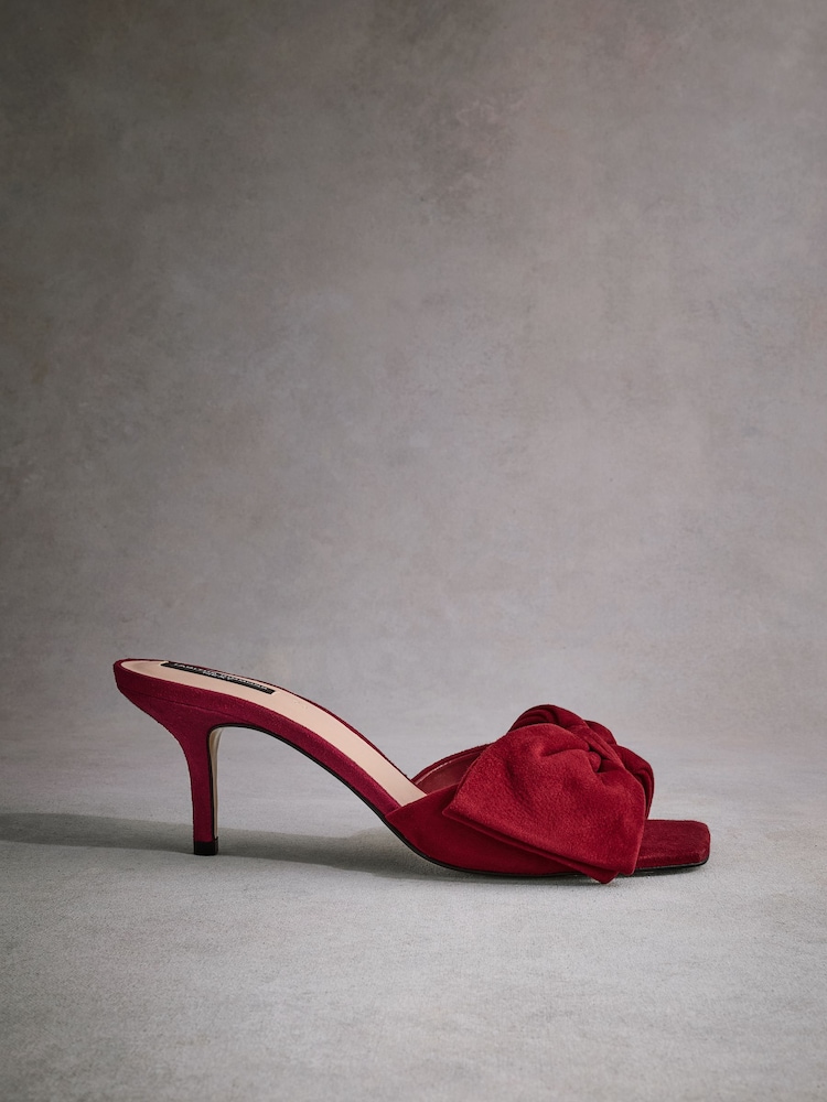 Red Tabitha Simmons Joelle Leather Bow Mules - Image 6 of 15