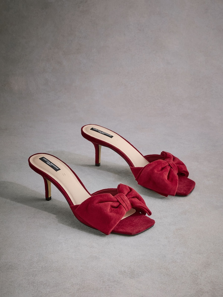 Red Tabitha Simmons Joelle Leather Bow Mules - Image 7 of 15