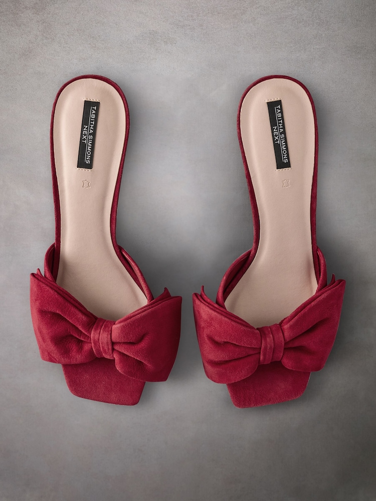 Red Tabitha Simmons Joelle Leather Bow Mules - Image 8 of 15