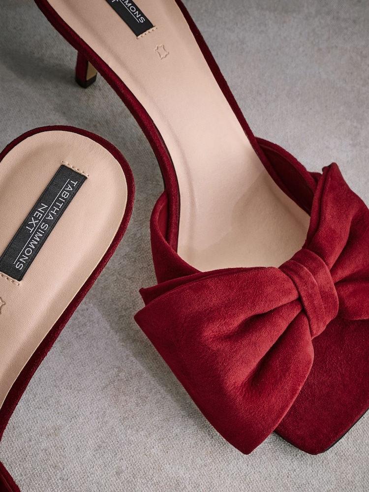 Red Tabitha Simmons Joelle Leather Bow Mules - Image 9 of 15