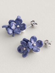 Seasalt Cornwall Blue Corsage Flower Bead Earrings - Image 2 of 4