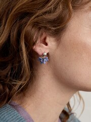 Seasalt Cornwall Blue Corsage Flower Bead Earrings - Image 4 of 4