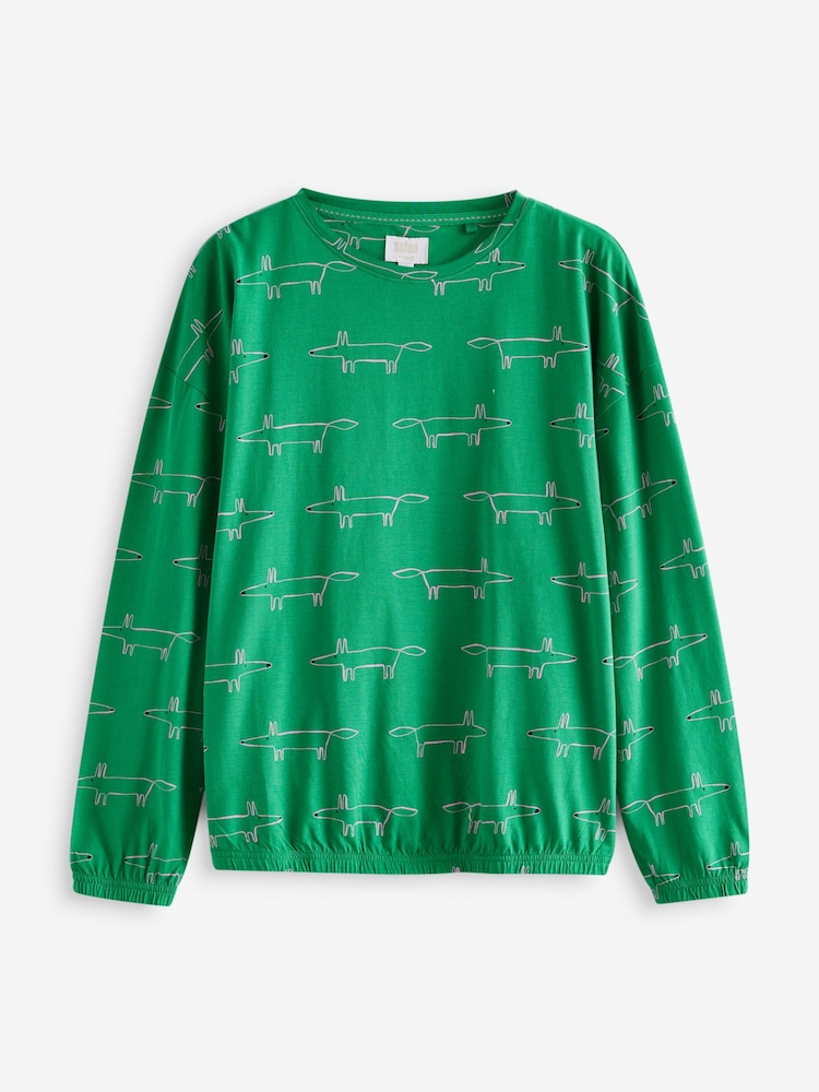 Green Mr Fox Scion at Next 100% Cotton Long Sleeve Pyjamas - Image 5 of 8