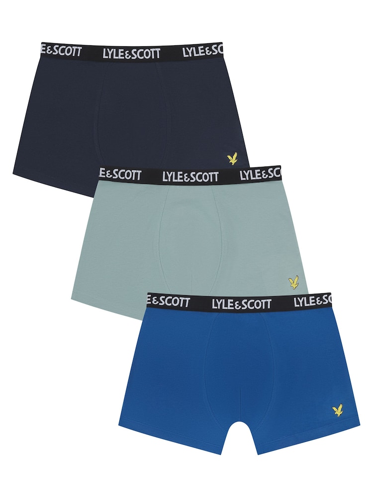 Lyle & Scott Blue Boys Markus Underwear Trunks 3 Pack - Image 1 of 4
