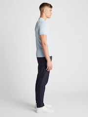 Remus Uomo Blue Slim Fit Knitted 100% Cotton Short Sleeve Polo Shirt - Image 4 of 6