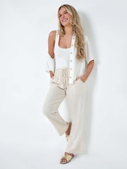 Roman Natural Linen Blend Stripe Trousers - Image 1 of 5