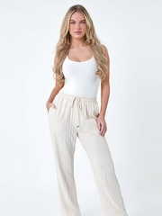 Roman Natural Linen Blend Stripe Trousers - Image 2 of 5
