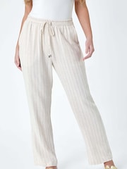 Roman Natural Linen Blend Stripe Trousers - Image 4 of 5