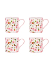 Cath Kidston Set of 4 Cream Strawberry Mollie Mugs - Image 2 of 3