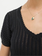 FatFace Ava Black Stitch Knit T-Shirt - Image 4 of 5