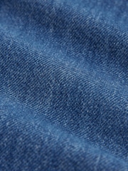 bleu foncé - Peignoir mi-long à coutures étagées en Denim 100% coton - Image 8 of 8