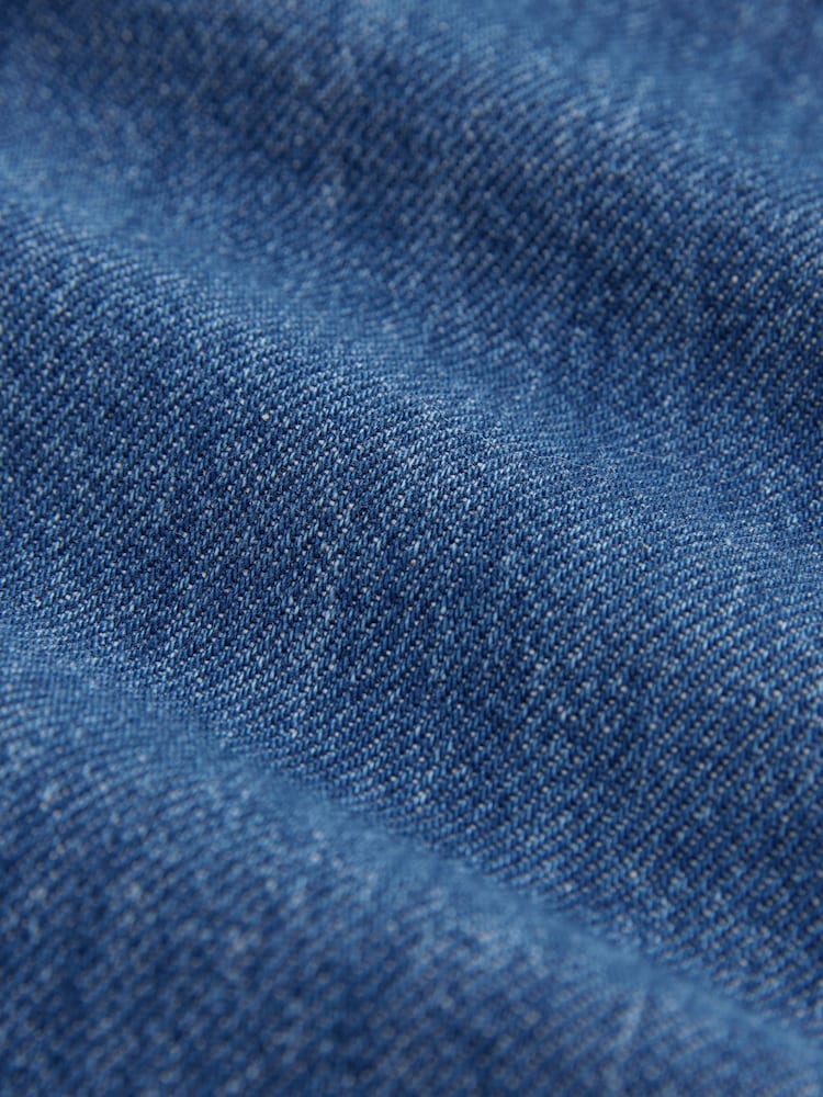 bleu foncé - Peignoir mi-long à coutures étagées en Denim 100% coton - Image 8 of 8