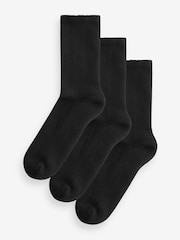 Black Cushion Sole Ribbed Sport Ankle Socks 3 Pack With Arch Support - Image 1 of 5