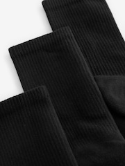 Black Cushion Sole Ribbed Sport Ankle Socks 3 Pack With Arch Support - Image 5 of 5