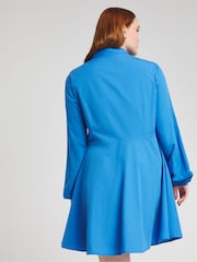 Simply Be Cobalt Blue Twist Front Cotton Shirt Dress - Image 2 of 4