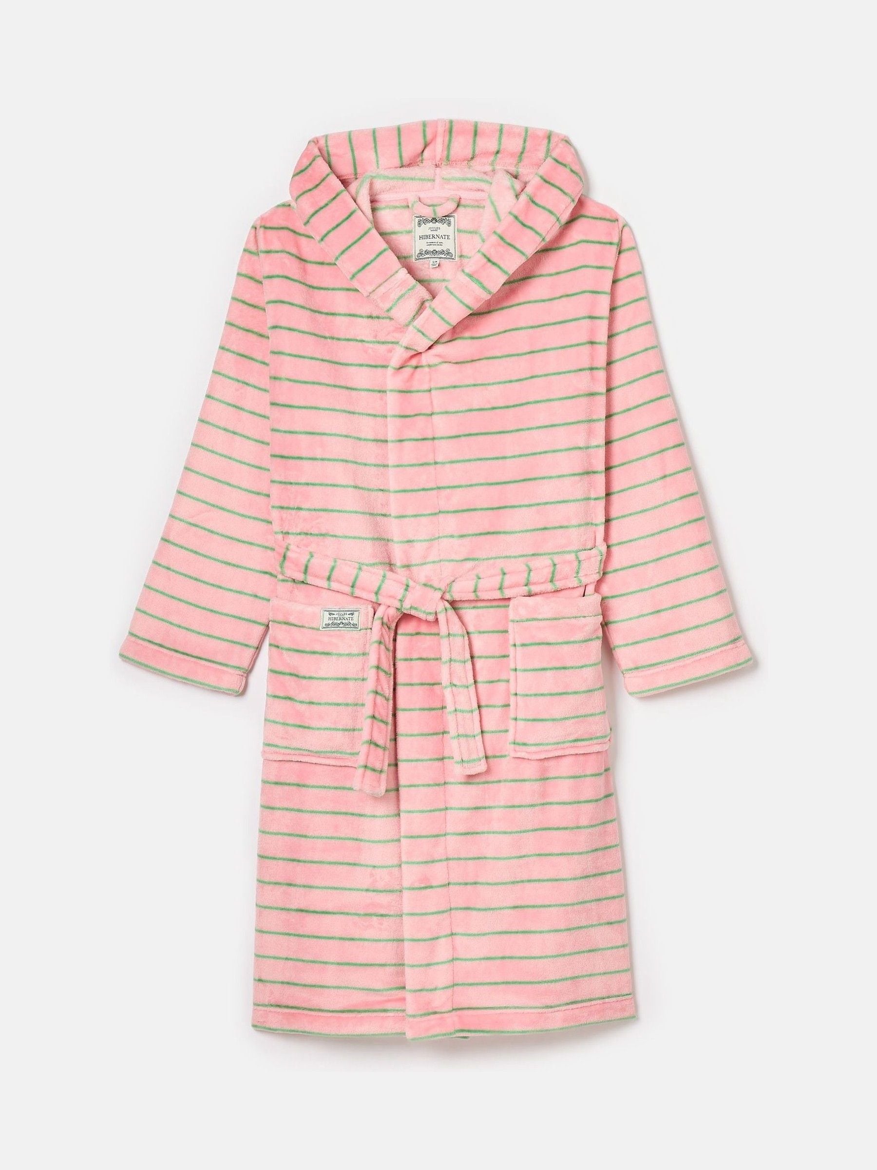 Joules Luna Pink Fleece Dressing Gown with Hood